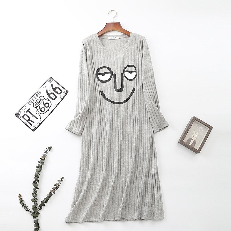 Ladies Petticoat Women'S Cotton One-Piece Nightdress Oversized Loose Pajamas Home Clothing Korean Leisure Skirt Female Sleepwear: Gray / XXXL