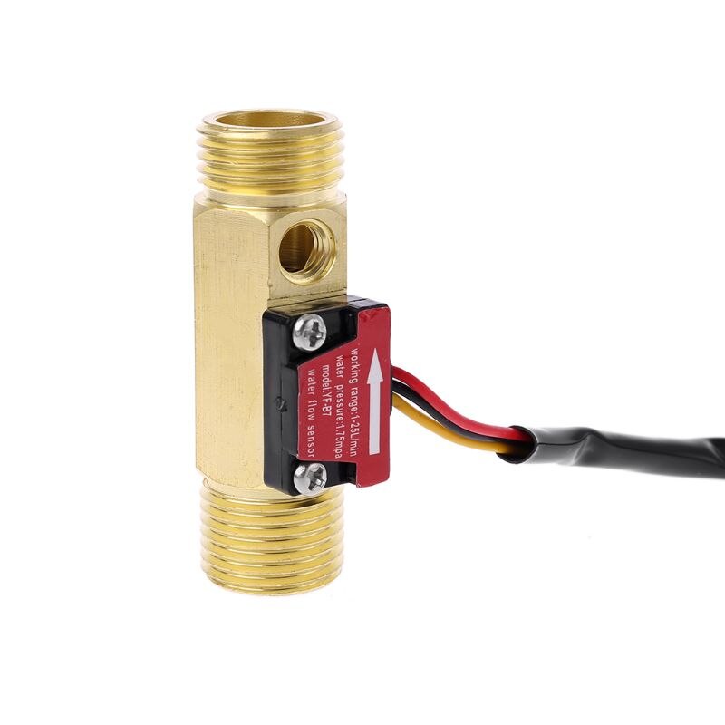 G1/2 "Messing Hall Debiet Meter Ntc Temperatuurmeting Water Flow Sensor Meter 19QB