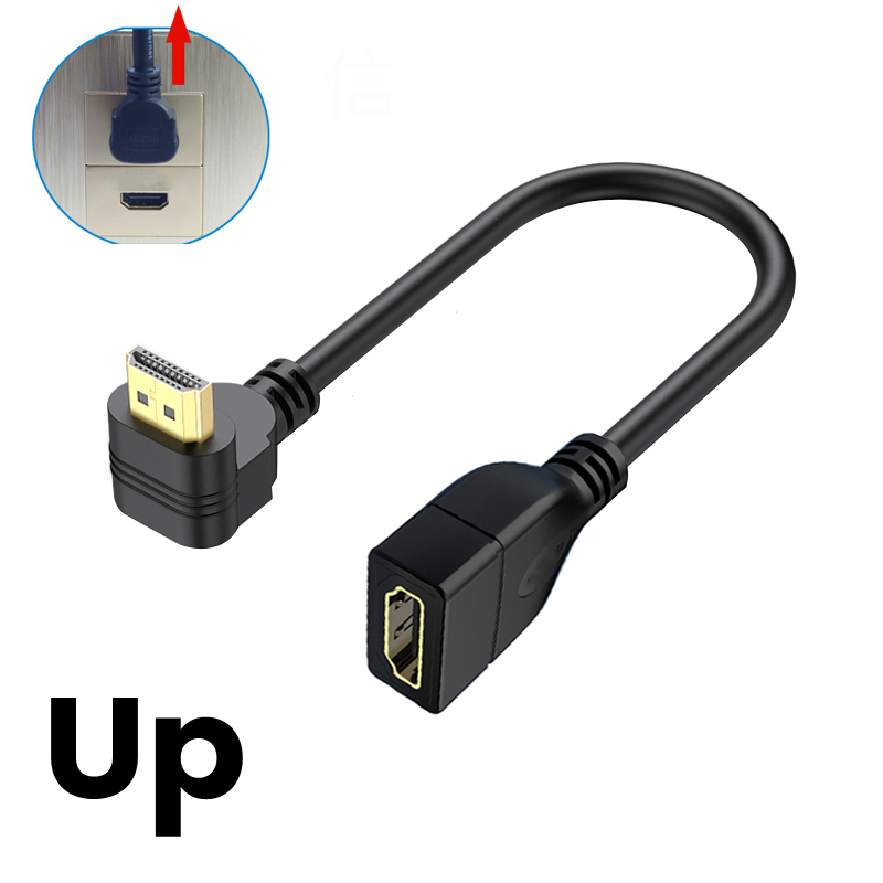 15/50cm 1080P HD Extender Cord 90 Degree Up/Down/Left/Right Angle Male To Female Extension Cable for PC TV DVD Monitor Projector: PURPLE / <=0.5m