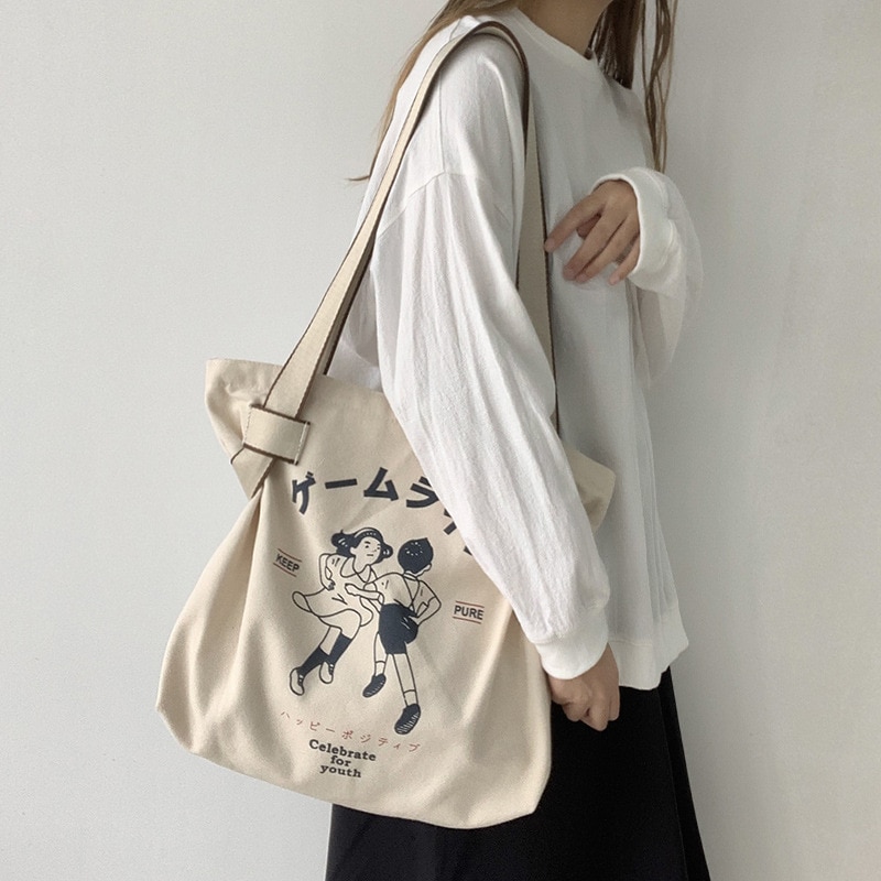 Vrouwen Canvas Tassen Japan Studenten Schouder Katoenen Doek Boodschappentas Eco Opvouwbare Shopper Bag Vrouwelijke Handtas Mijn Andere tas