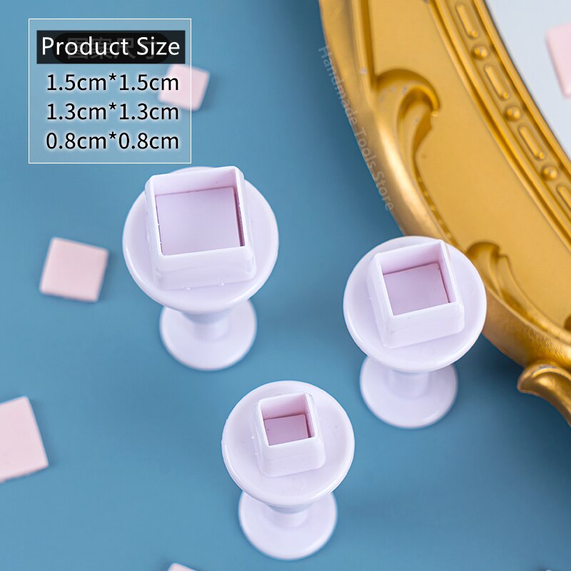Polymer Clay Cloud Mold Heart Star Shape Printing Cutting Mold DIY Pottery Sculpture Geometric Figure Embossing Modeling Tools: 3pcs square