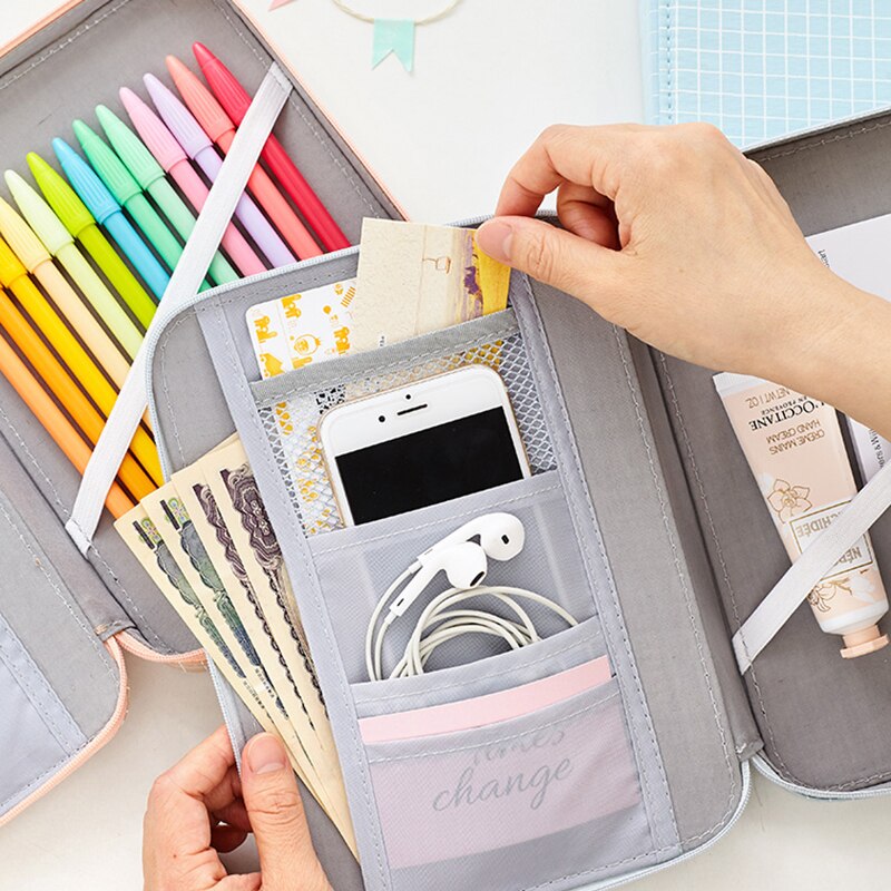 Kawaii Large Capacity School Pencil CaseMulti-function File Folder Bag Storage Bag For Student Ipad Notebooks Pens Stationery