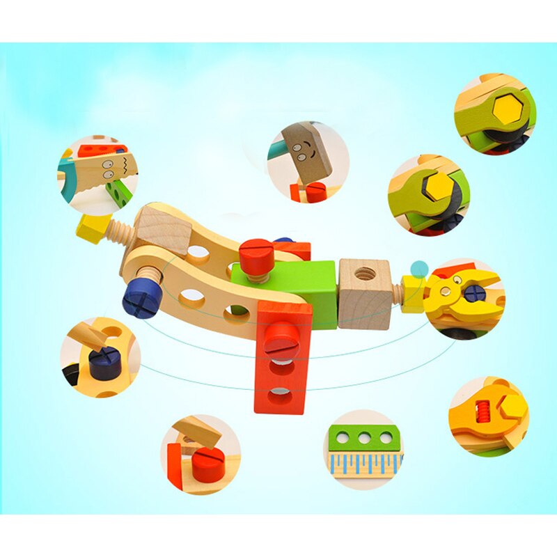 Kids DIY Tool Set Kit Educational Toys Simulation Repair ToolBox Wooden Game Learning Engineering Puzzle Toys for Boys