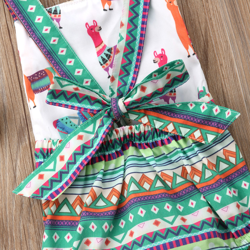 Newly Lovely Causal Summer Romper Toddler Baby Girls Boys Alpaca Cartoon Print Sleeveless O-Neck Tassel Romper 0-24M