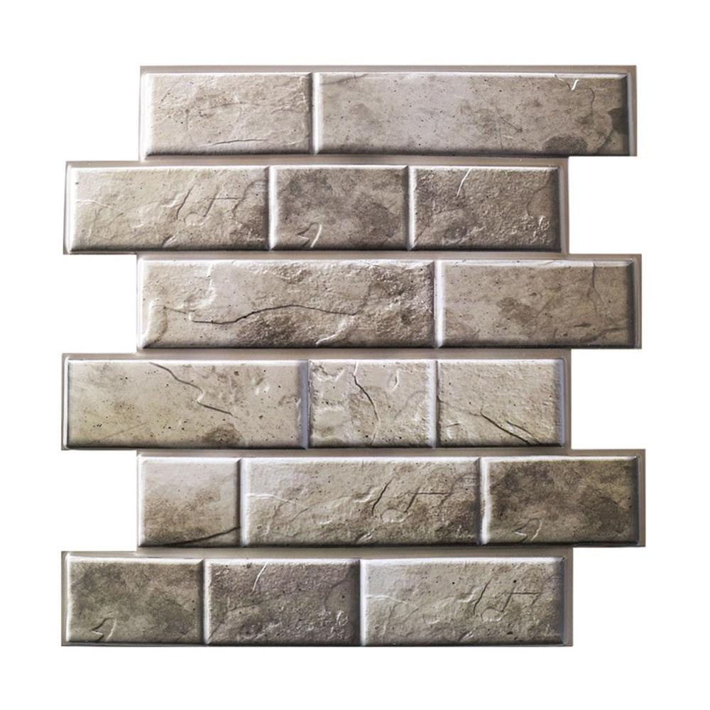 Funlife-azulejo de mosaico autoadhesivo, pegatina de pared de vinilo para decoración de baño y cocina, palo de cáscara impermeable, Panel de azulejos de PVC: 1
