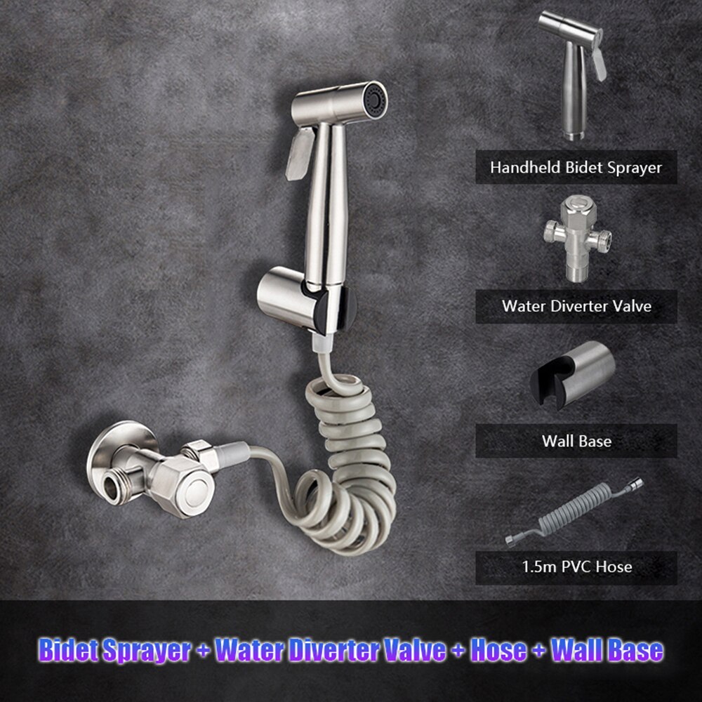 Bidet T-Adapter with Shut off Valve Stainless Steel Water Diverter Valve Dual-Connector Valve for Toilet Bathroom