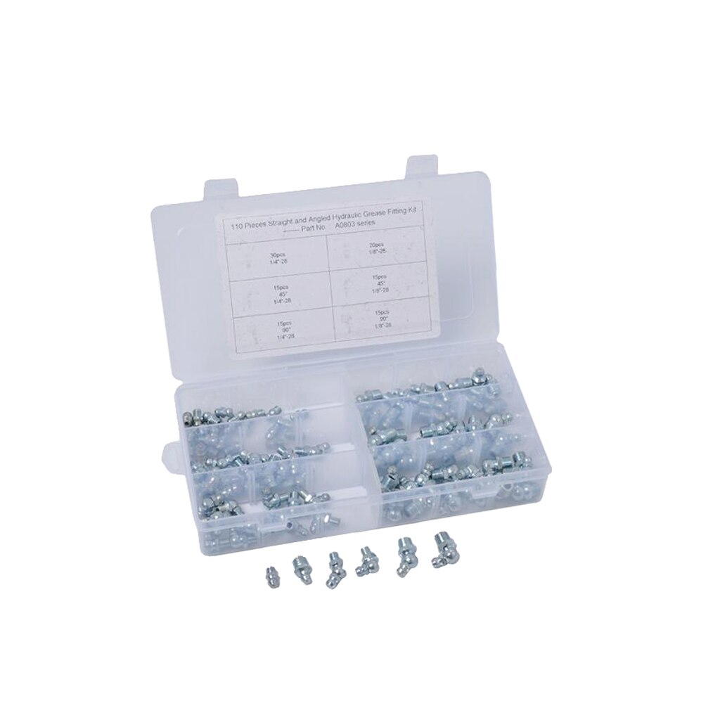 110x 1/4" 1/8" Zerk Fitting Assortment Straight 90 45 Degree For Universal