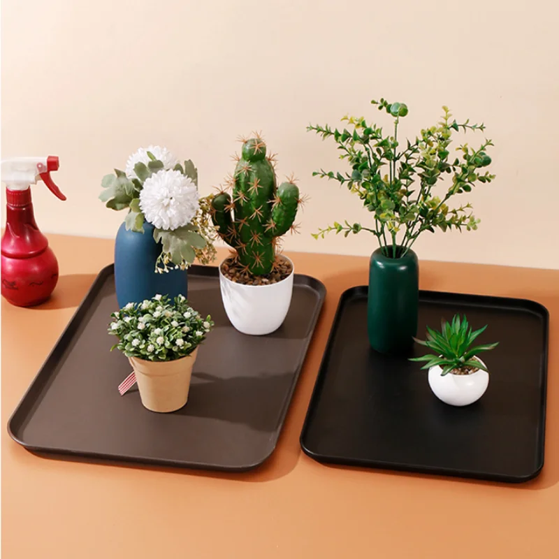Plateau en plastique rectangulaire, grands plateaux de service pour hôtel, Restaurant, plat à thé, eau, petit déjeuner à la maison, poêle à pain, organisateur de Table basse