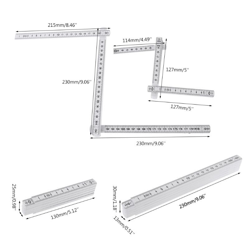Regla plegable para carpinteros, compacta y ligera varilla de medición, se pliega hacia arriba para carpintería, 1M, 2M, 10 piezas,