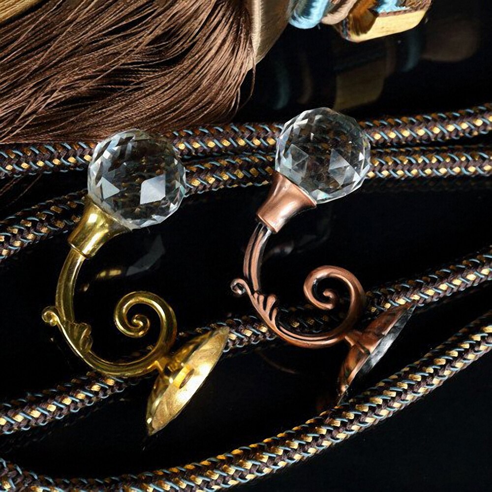 Ganchos grandes de Metal para cortina, ganchos de bola de cristal con borla para pared, soporte de suspensión, varillas de cortina, accesorios de almacenamiento para el hogar, 2 unids/par