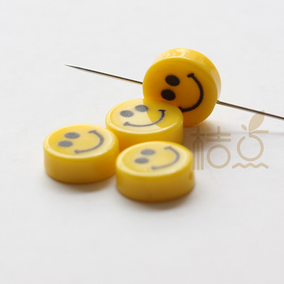 Yellow Resin Smile Face Spacer (4499C): 7mm 6 Pieces V Hole