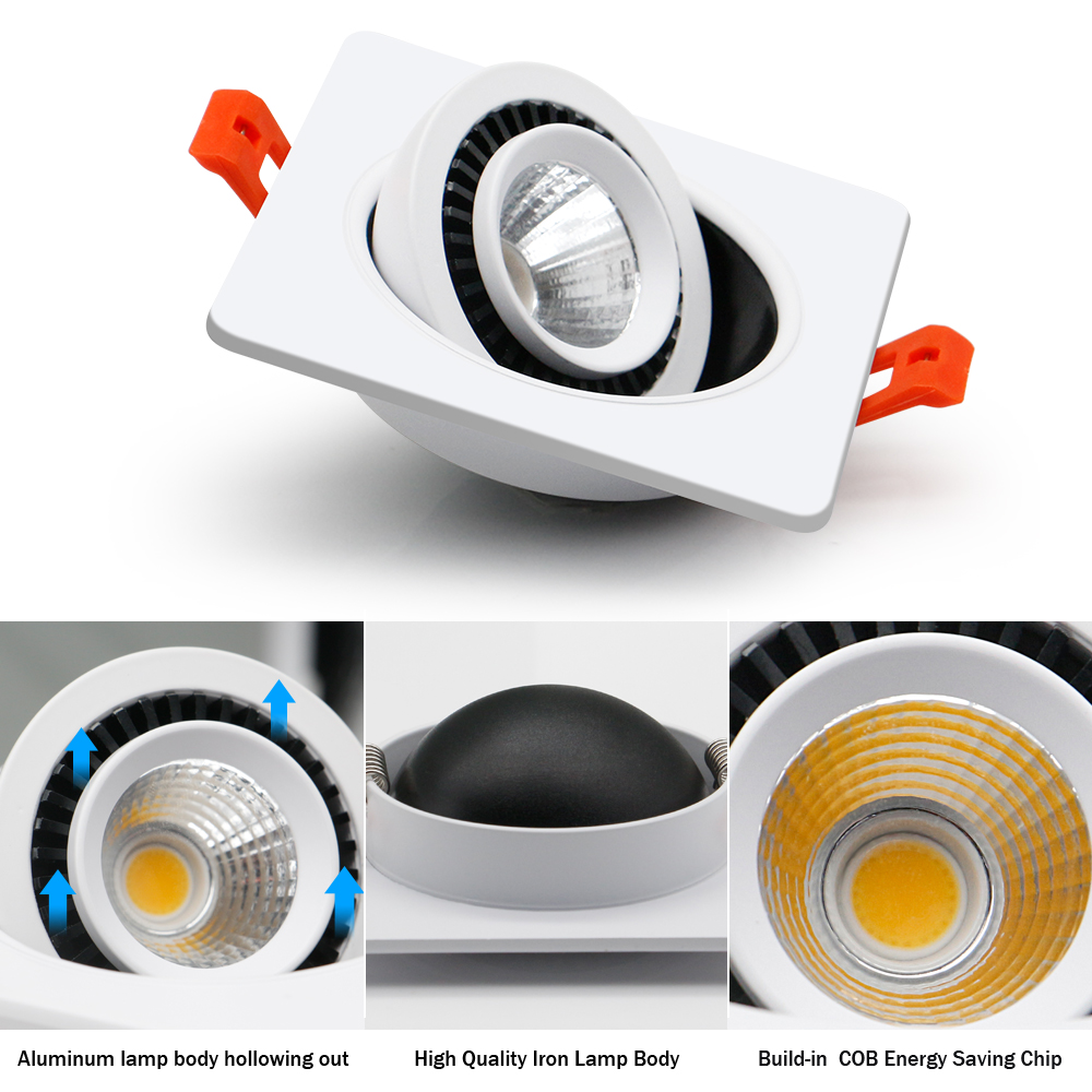 Luz empotrable Led, foco de techo ajustable 360, luces empotradas de 12W/18W, lámpara de techo Led, accesorio de iluminación para el hogar