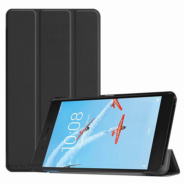Ultra Slim PU Leather Stand Case For Lenovo Tab E7 7104 TB-7104F 7104F 7 inch Smart Cover Tablet Shockproof Flip Shell+Film+Pen: Black