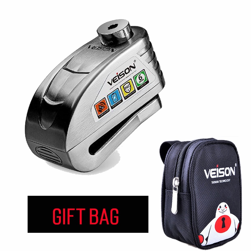 VEISON Motorcycle Waterproof Alarm Lock Motocross Bike Disc Lock Warning Security Anti theft Brake Rotor Padlock Alarma Moto