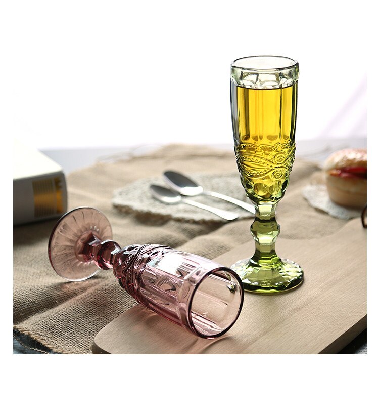 Coupe de Champagne à jus créative petit nombre | Rétro couleur Relief coupe de Champagne, gobelet en verre épaissi ménager verre à vin, vin