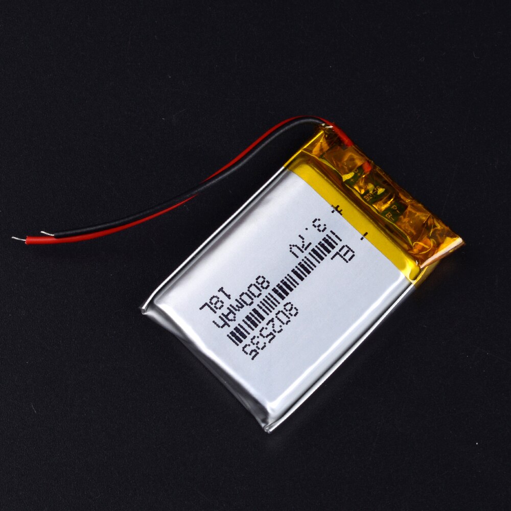 3.7v litium batteri 800 mah polymer batteri 802535 bluetooth dvr spiller dashcam opptaker registrar