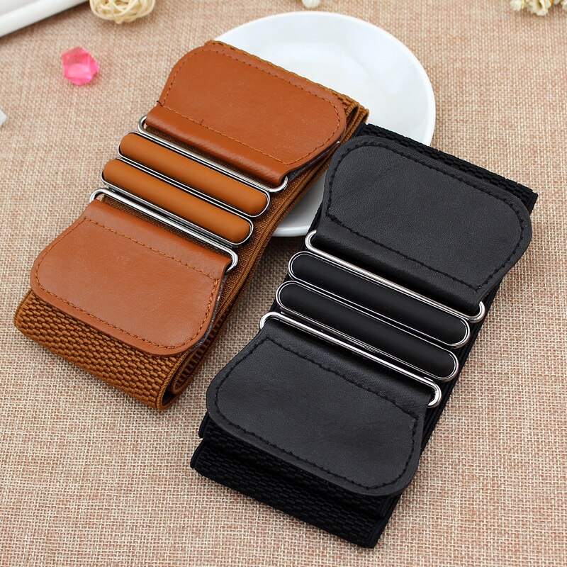 Women Belt Waist Belts Lady Solid Stretch Elastic Wide Belt Dress Adornment for Women Waistband 7.5cm Width 65cm Long