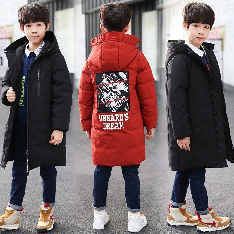 Veste à capuche en coton pour enfant et adolescent, manteau épais et à-30 degrés, vêtements d'hiver pour grands garçons et adolescents, parka d'extérieur,