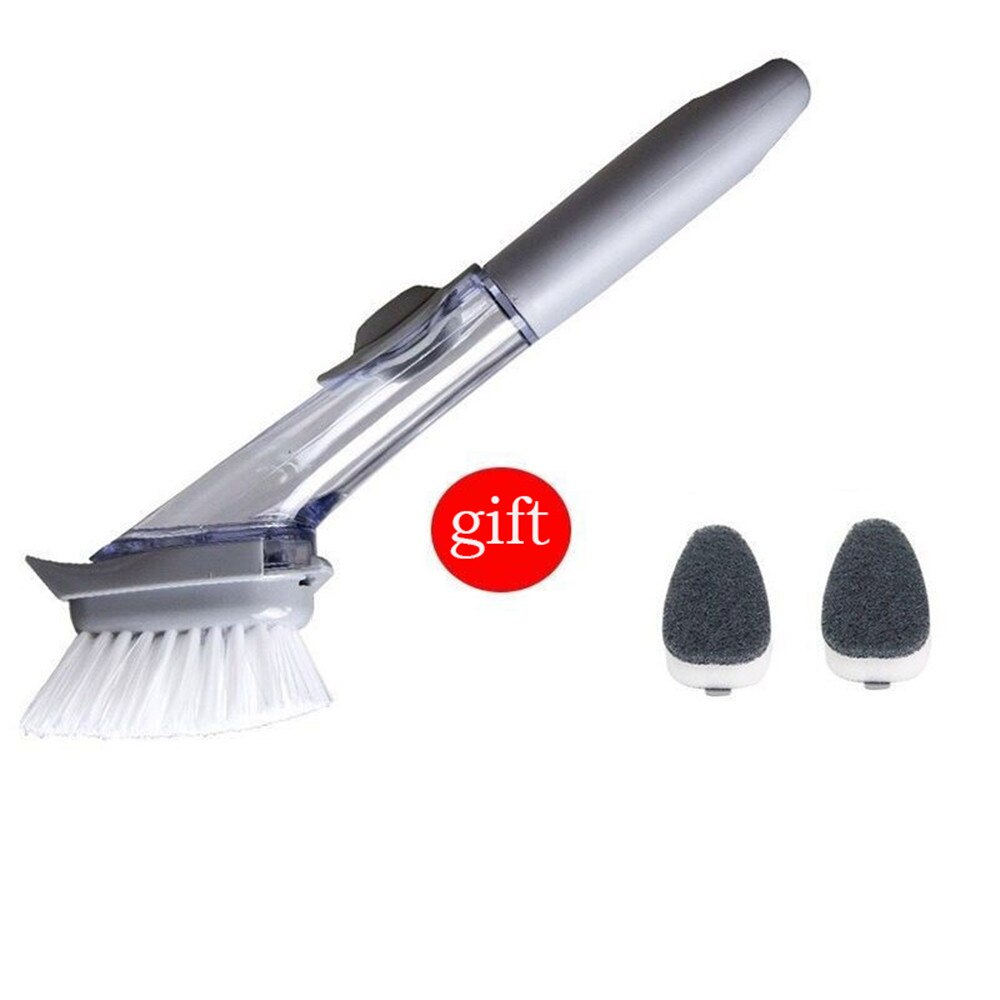 Dish-washing brush sponge long handle Automatically add detergent pot-washing brush multifunction degreasing kitchen accessories: 3