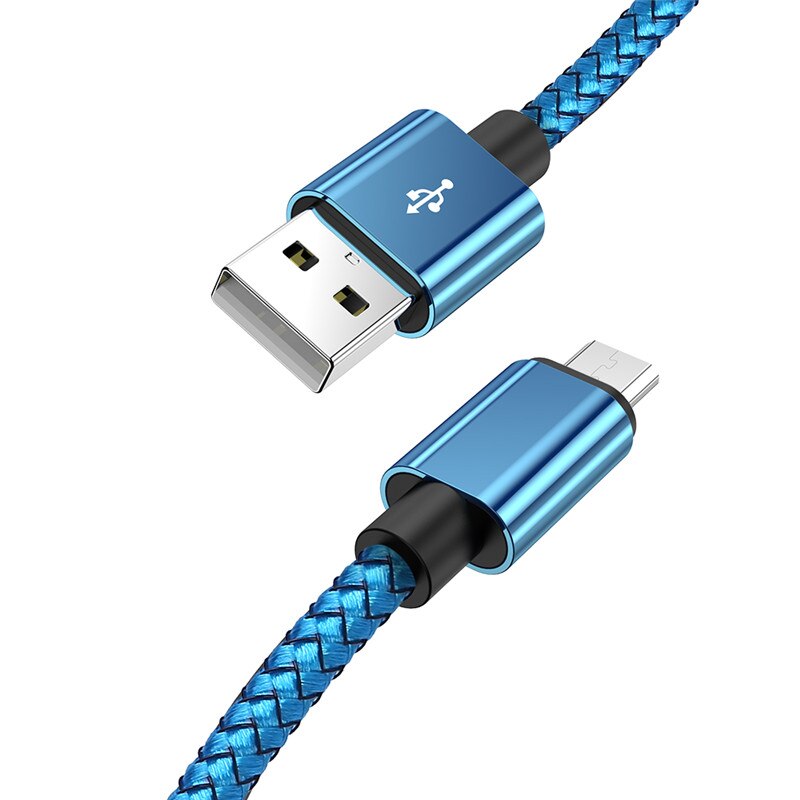 Micro Usb Kabel Data Transfer Nylon 3A Fast Charging Oplader Draad Voor Samsung S6 S7 J5 J7 Xiaomi Android Micro usb Telefoon Kabel: Blauw