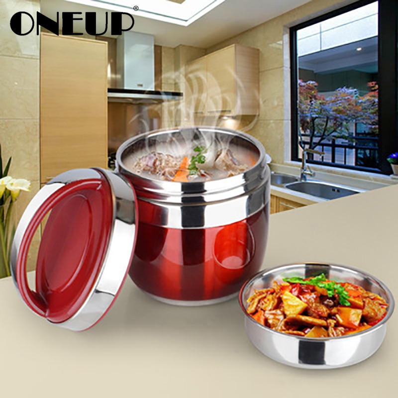 ONEUP Portable Stainless Steel Insulated Lunch Box Double-deck Bento Box Japanese 2-layer Insulated Bucket Soup Food Container