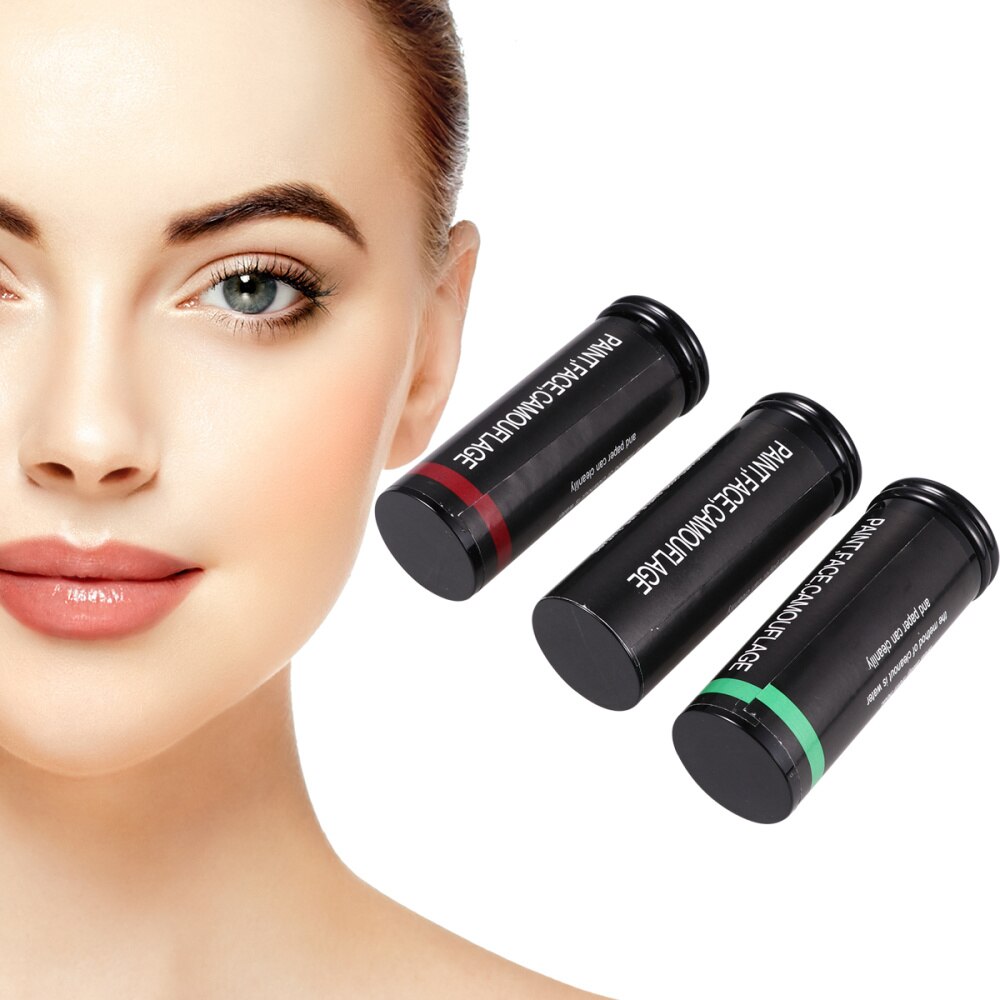 3Pcs Camouflage Gezicht Verf Sticks Gezicht Pretend Cs Gezicht Verf Voor Man Vrouw (Zwart Bruin Groen)