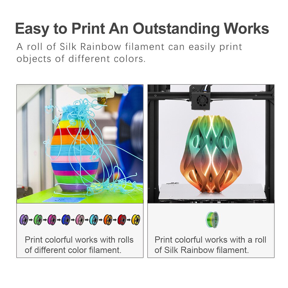 Enotepad Pla Zijde Regenboog 1.75Mm Kleur 3D Printer Filament Tolerantie +/-0.02Mm Wirwar Gratis 100% Geen bubble Met Vacuüm Verpakking