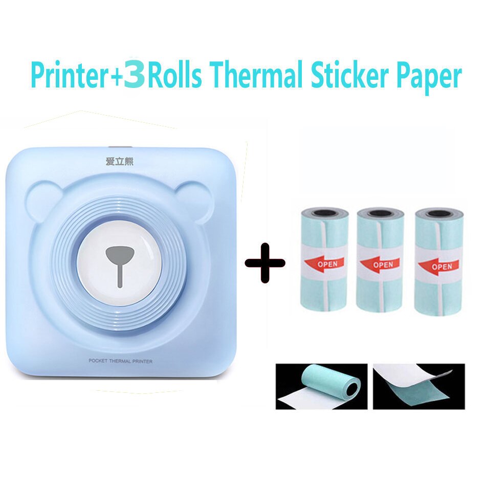 Mini POS Portable Printer Pocket Mobile Thermal Bluetooth 58mm Mini Wireless POS Thermal Photo Printer for Android iOS Phone: BL-3 Rolls Sticker