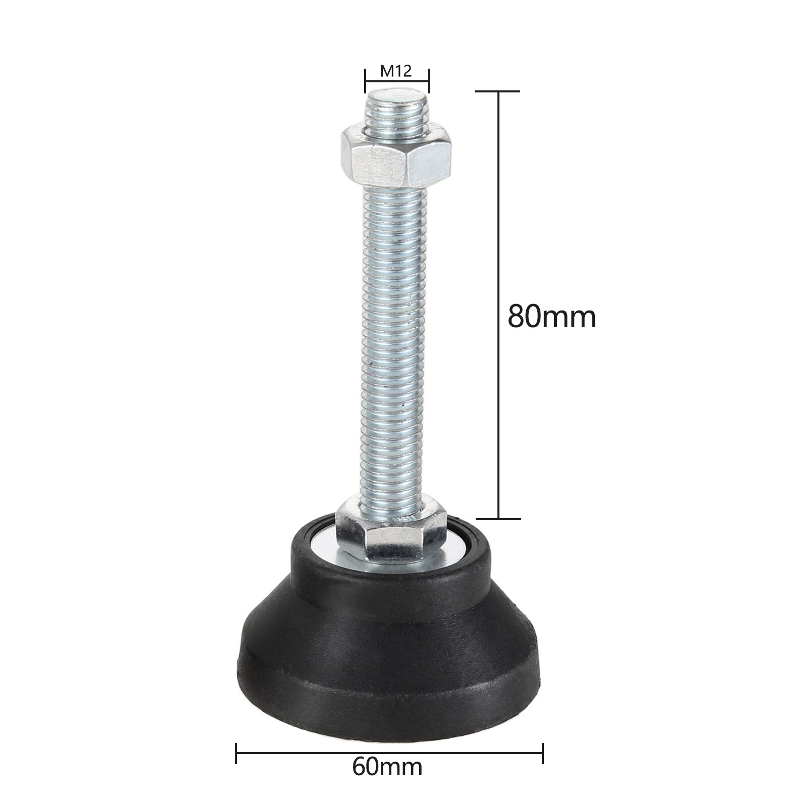 Adjustable Levelling Feet Swivel Base Furniture Glide Pad Adjusting Foot M8 M10 M12 M14 M16 Threaded Screw in Height 2/1 PC: 60XM12X80(DXMXH) 2pc
