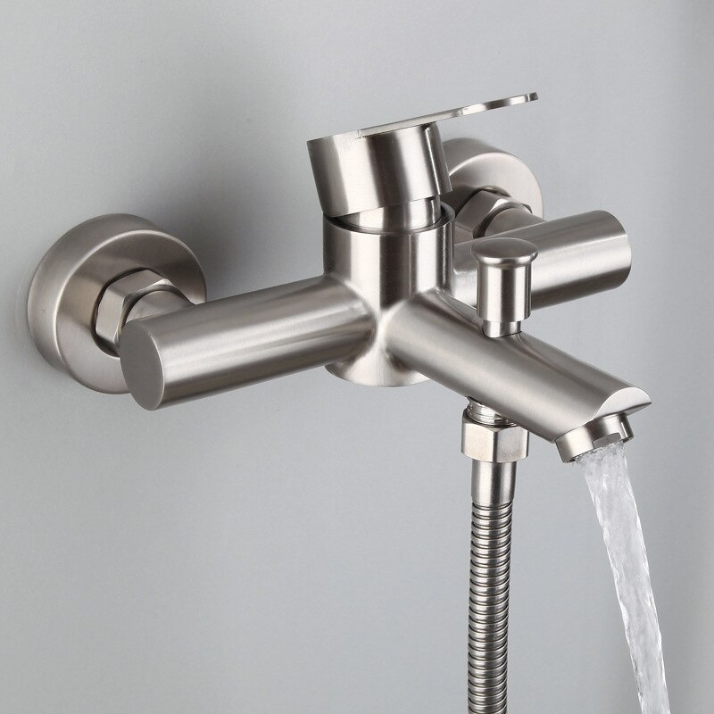 Bathroom Shower Faucet Stainless Steel Triple Bathtub Faucet Mixers Cold Mixer Valve Nozzle Tap Wall Mounted Home Shower Set
