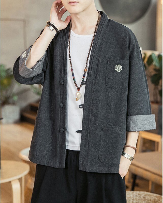 Japanese Style Kimono Haori Samurai Robes Gown Chinese Hanfu Cardigan Jackets Retro Qipao Tops Denim Coats Casual Blouse