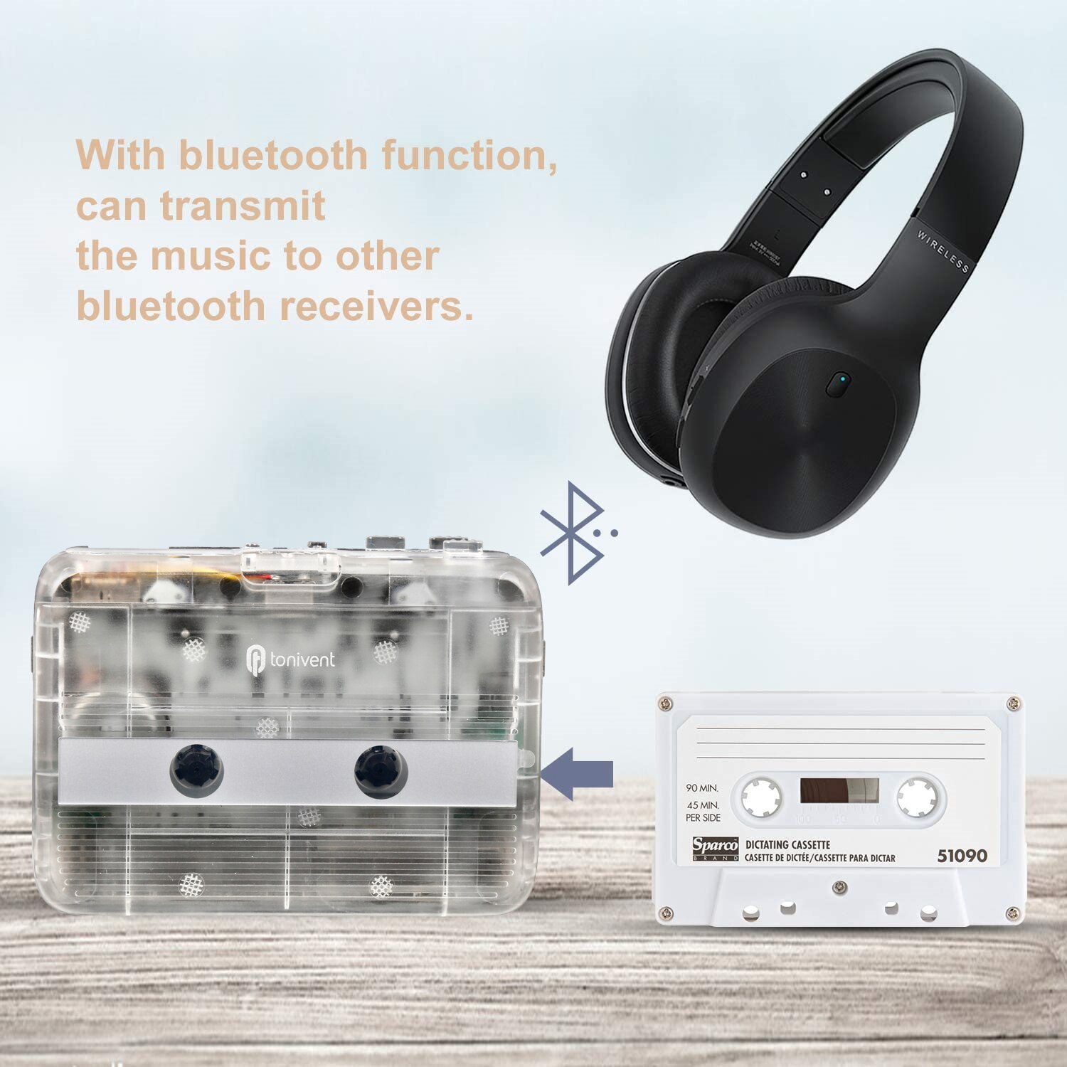 Bluetooth Cassette Player Portable Standalone Cassette Tape FM Radio Bluetooth Transmitter Player With Auto-reverse Function