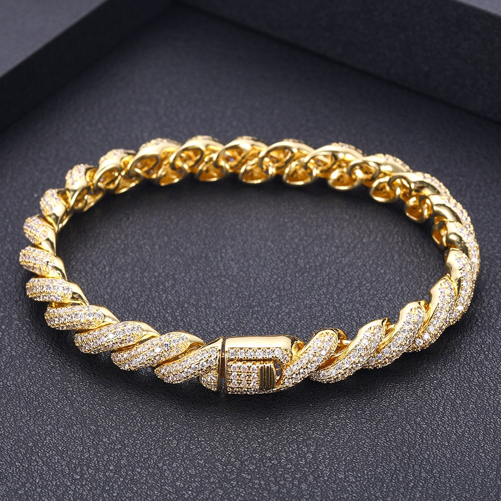 janekelly Rope Bracelet Gold SilverThick Mens Twisted Braided Chain Hip hop Bracelet