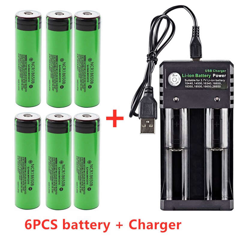 lipo Battery 3.7v 18650 Original Genuine Rechargeable Battery 3400mAh Lithium NCR18650B toys Flashlight batteries: White