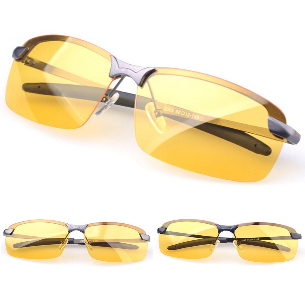 Gafas para conducir de noche antideslumbrantes, gafas Vintage de lujoso, gafas de sol de visión nocturna UV400 para hombre, gafas cuadradas sin montura