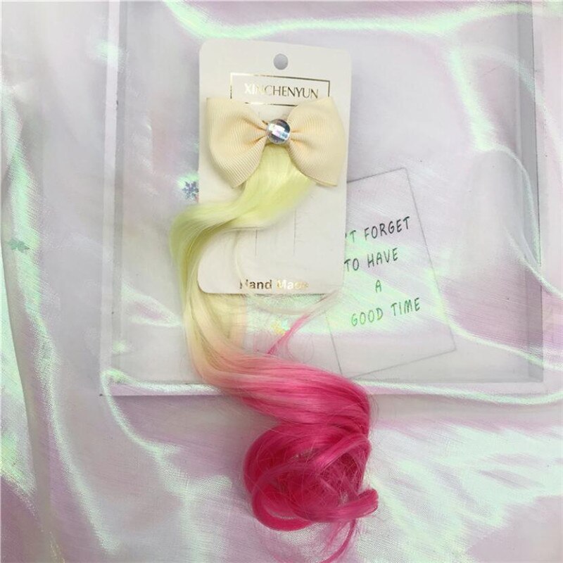 Pinzas para el pelo con pajarita de colores para niña, pinzas trenzadoras para el pelo con alas de purpurina de arcoíris, lazos para el pelo de princesa, peluca larga, horquillas, herramienta trenzada