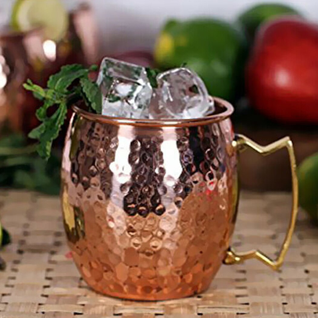 Tasse Becher Bier Glas 530ML Kupfer Überzogene Trinken Handgemachte Gehämmert