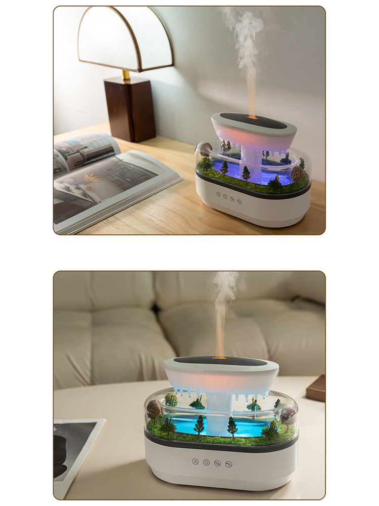 Rain Cloud Humidifier and Oil Diffuser Water Drip Micro Landscape Aroma Diffuser 7 Night Light Aromatherapy Diffuser for Bedroom