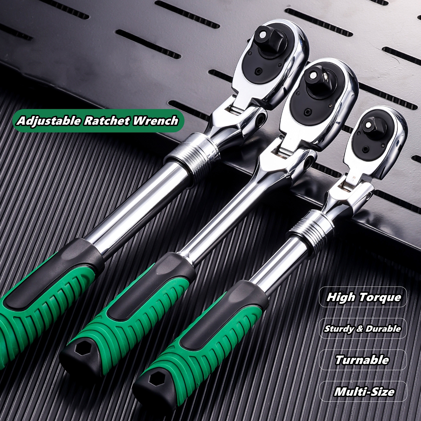 Drive Socket Drive Standaard ratelsleutel, 1/4,3/8,1/2 inch flexibele 72-tands uitschuifbare telescopische dopsleutel