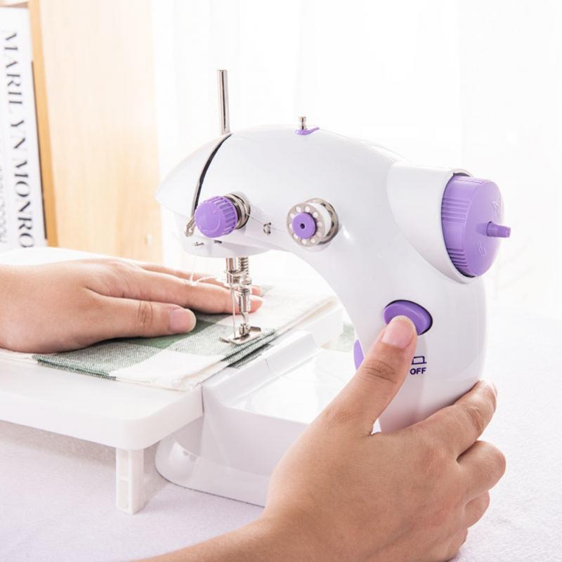 Portable Sewing Machine Mini Electric Household Crafting Mending Overlock 12 Stitches With Presser Foot Pedal Beginners