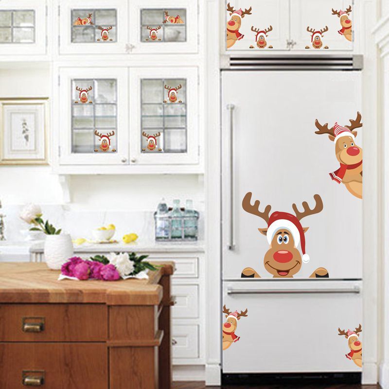 Aftagelig glædelig jul snemand hjorte wallstickers kunst vinyl decal hjem vindue køleskab klistermærke