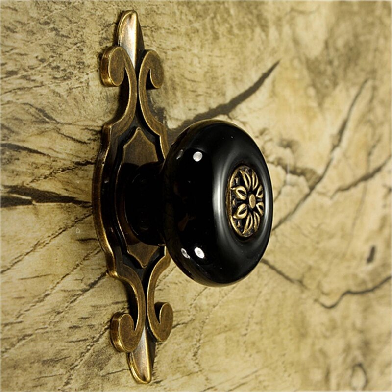 Vintage Keramische Deurknoppen Ladekast Kast Kledingkast Pull Handle Zwart + Brons