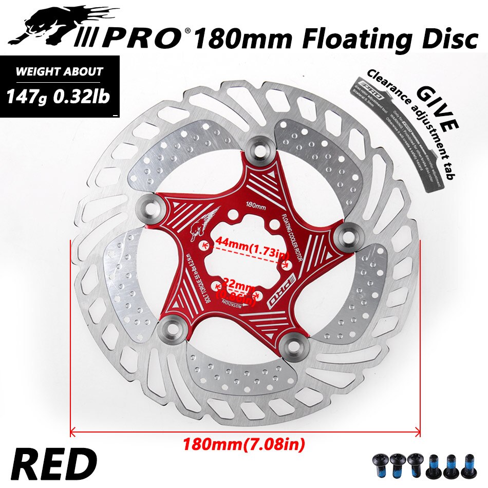 Mountainbike MTB DH 6Zoll 160/180/203mm kühlung Rabatt wärmeableitung Bremsscheibe Unten Hügel schwimm fahrrad bremsscheibe IIIPRO: 180mm rot