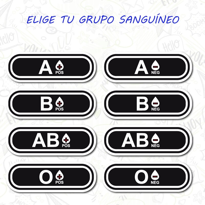 4 Pegatinas Sticker De Vinilo Grupo Sanguineo Een B Ab O 0 +-Positivo Negativo Bicicleta Moto 1,5 Cm alto