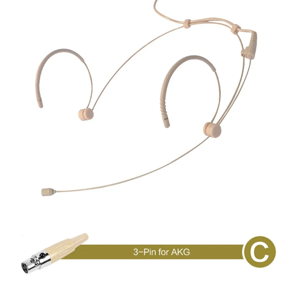 Beige Double Earhook Headset Mic 3.5mm 3 Pin 4 Pin XLR Plug Headworn Microphone Portable Audio & Video: GRAY