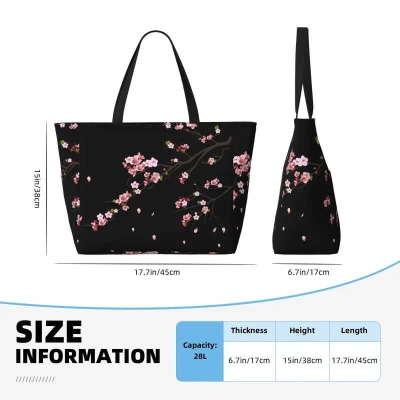 Grote strandtas met japanse sakura-kersenbloesems voor dames, waterdicht en zandbestendig, met ritssluiting, ideaal voor het zwembad, de sportschool en op reis.