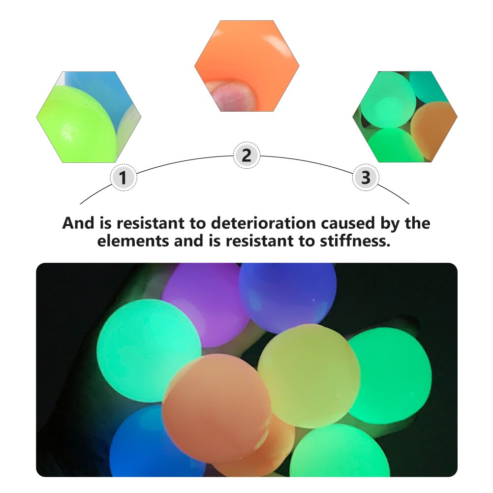 5Pcs Glow Balls Wall Sticky Stress Relief Toys (Random Color)