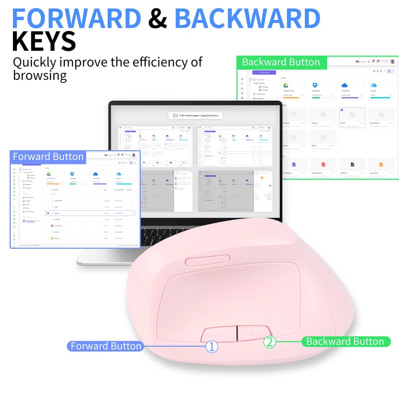Wireless Vertical Mouse 2.4G Bluetooth Dual-mode Rechargeable Ergonomics Low Noise Button Office Use Mause With Side Buttons