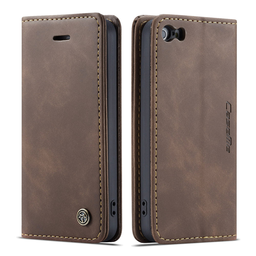 Magnetic Flip Leather Phone Case For iPhone 5 5S SE Capa Credit Card Slot Wallet Cover For iPhone 5S Funda: Brown / For iPhone SE