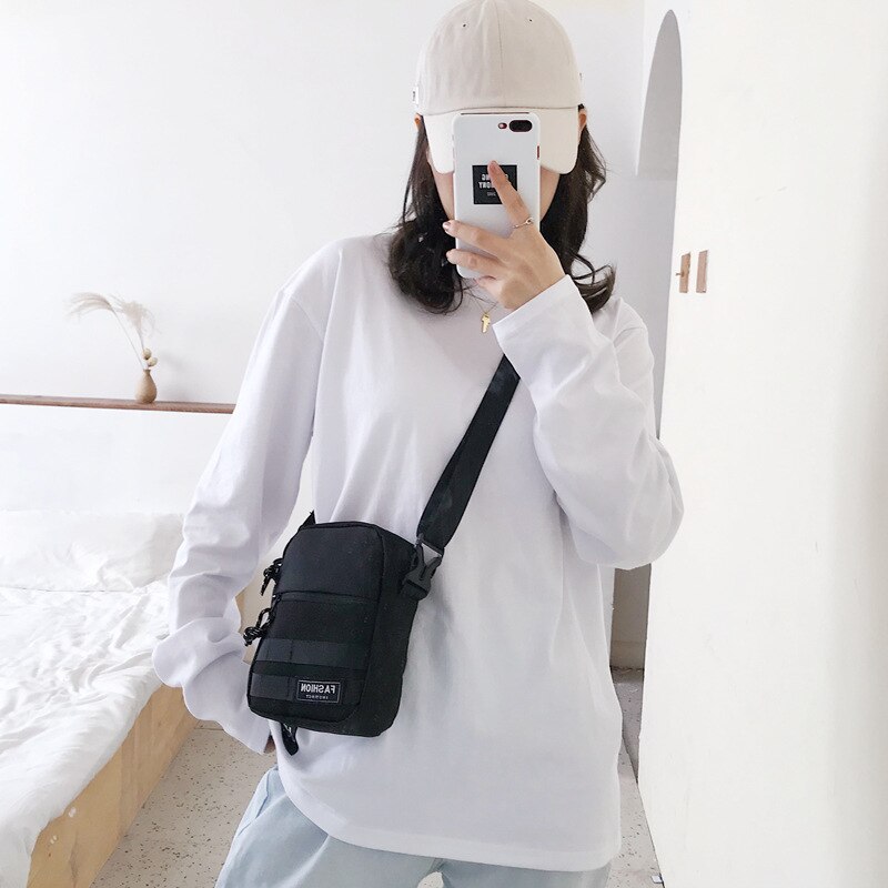 Sør-korea ins bags kvinnelig bag skulderveske koreansk trend lerret liten pakke med fett